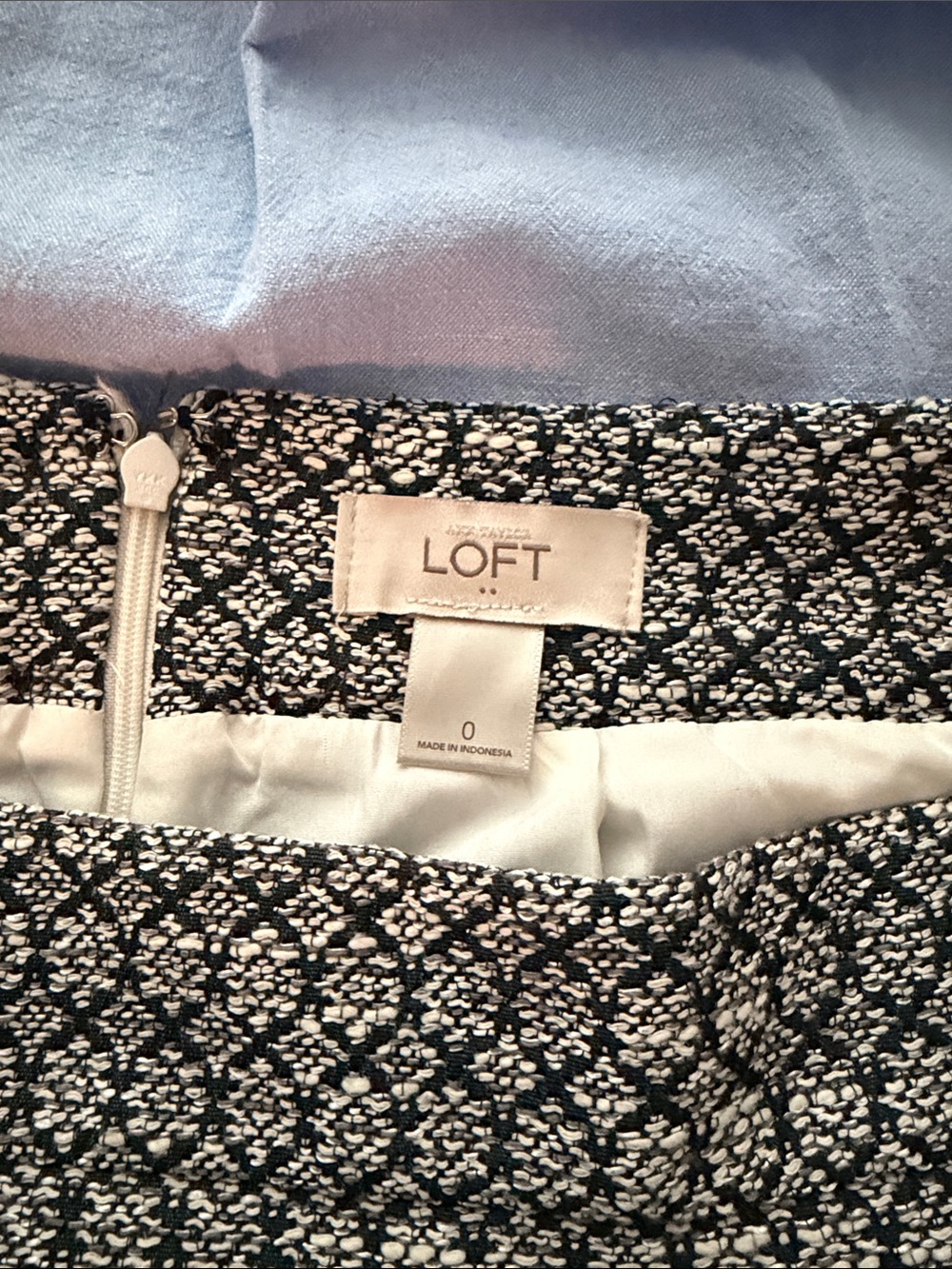 LOFT Black and White Tweed Pencil Skirt
